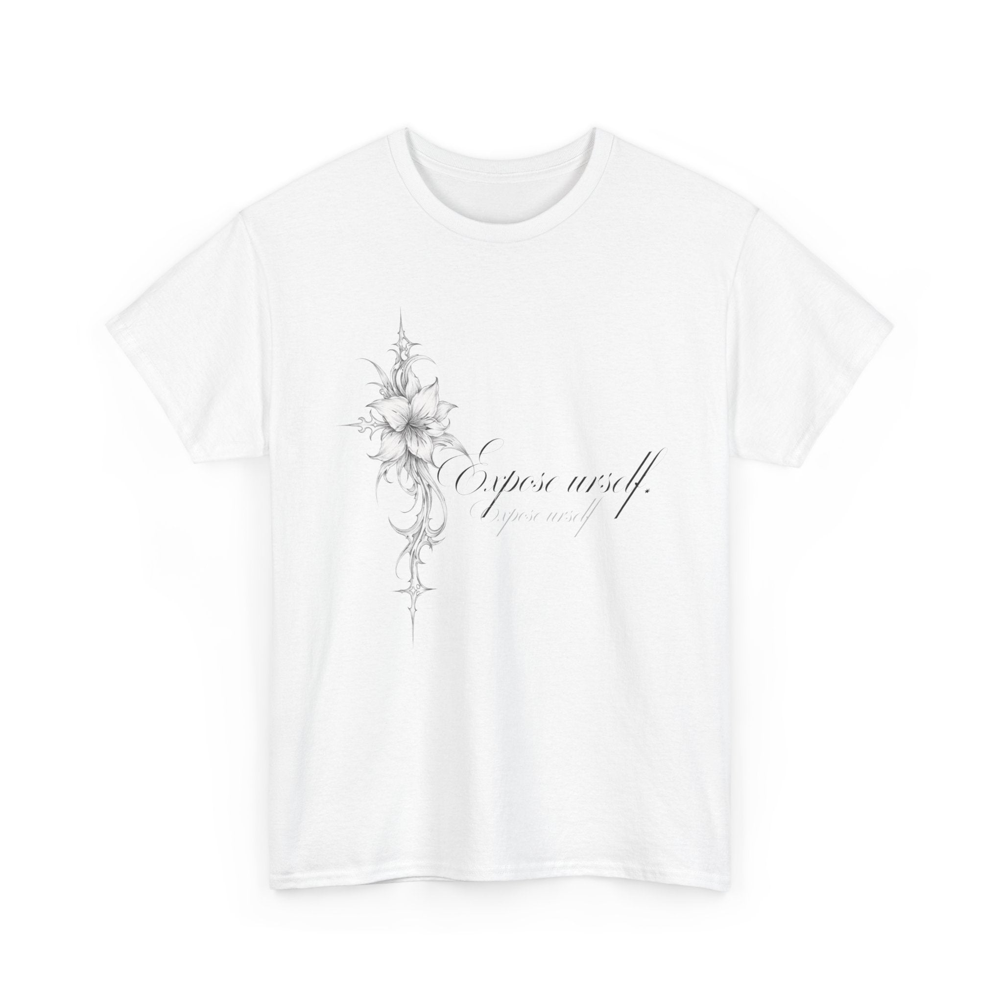 Expose yourself script text T-shirt HEAVY COTTON VERSION | minimalist typography tee